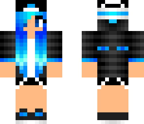blue hair girl with enderman in the back