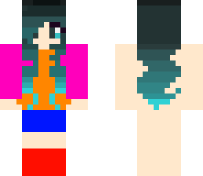 rainbow girl with blue hair