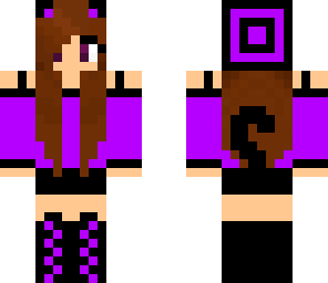 purple barrette cat girl with brown hair