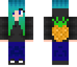 blue haired pineapple girl