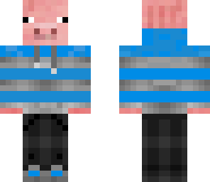 blue sweat-shirt pig
