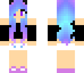 ombre blue-purple cat girl