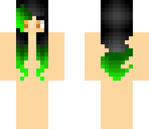 green and black haired girl skin base