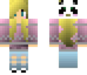 blonde girl with panda hat