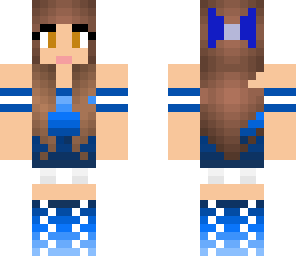 blue cheerleader with a hairbow