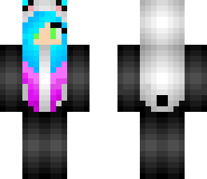 panda onesie - pink and blue ombre hair