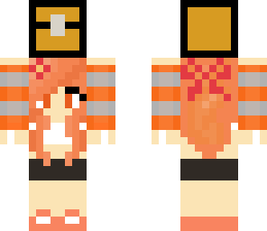 cute fire girl carrying a chest