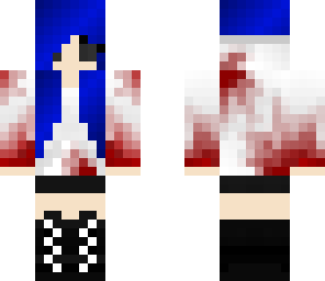 bloody girl with blue hair