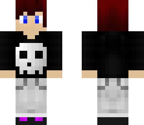 skull t-shirt gamer with anime hair