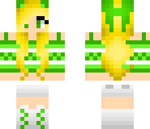 green cat girl with hair bow