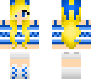 blue cat girl with hair bow