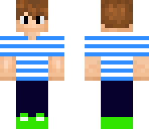 blue and white striped boy