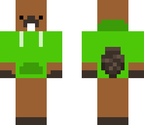 beaver in a green hoodie