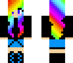rainbow haired blue and black girl