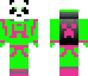 pink and green panda