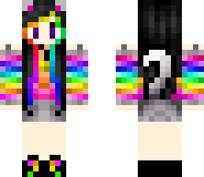 requested cat girl w rainbow hair