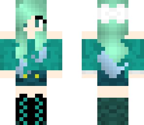 pale girl with mint hair