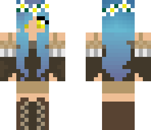 steampunk girl with blue hair and lei