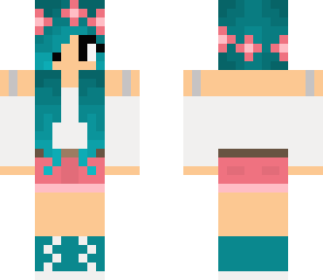 girl with teal hair and lei