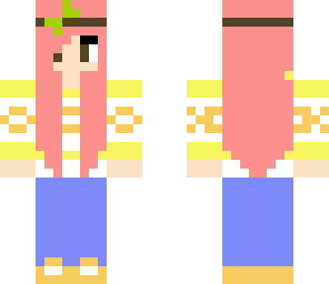 girl with pink hair a bow and sweater