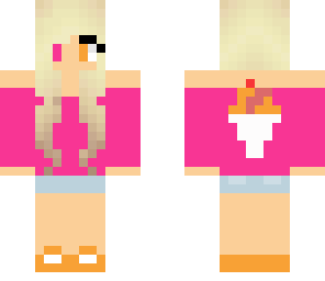 orange and pink summer snow cone girl