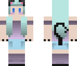 mint green kitty cat girl
