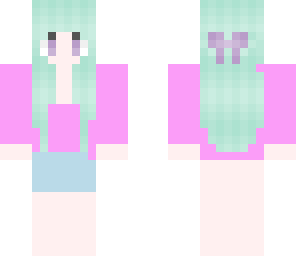 cute anime mint hair casual girl