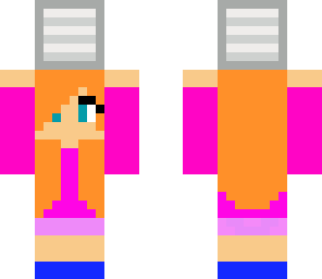 girl holding a iron block 