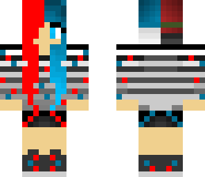 half and half blue red girl