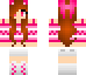 pink cat girl with brown hair