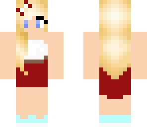 Blonde Girl With Red Dress Minecraft Skin