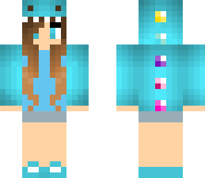 blue and rainbow  dino girl