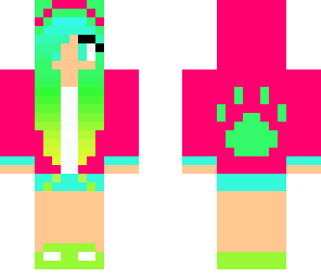 pink blue and green dog girl