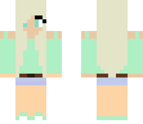 mint green girl with headphones