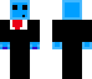light blue slime in a suit