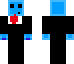 light blue slime in a suit