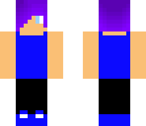 purple haired sleeveless shirt boy