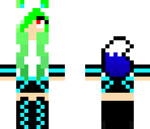 green and blue wolf girl