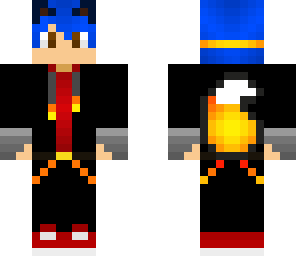 blue hair fire wolf boy