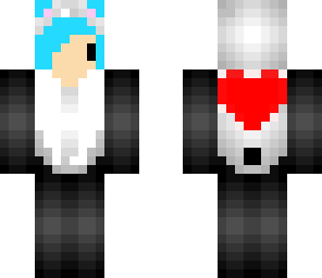 blue haired scene panda with  heart