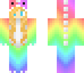 rainbow dino girl with blonde hair