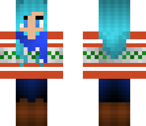 blue haired christmas girl