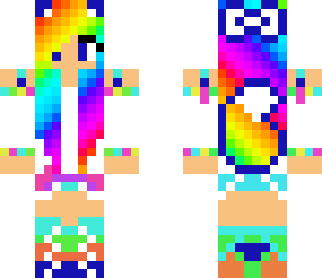edited rainbow wolf girl skin