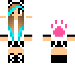 panda girl with cyan details in the hair