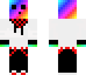 rainbow slime with red bandana and suspnders