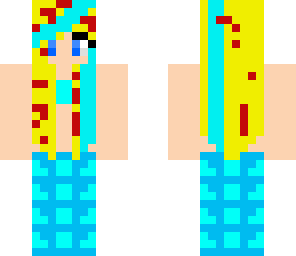 red blue yellow mermaid