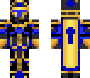 gold and blue king knight