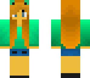 auburn hair girl with green-blue shirt