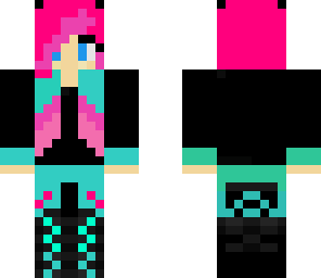cyan and pink girl