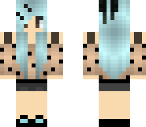 kawaii girl with blue hair